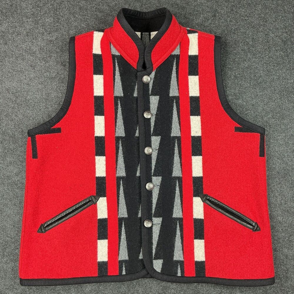 Native Jackets Reversible Wool Vest Mens L Santa Fe NM Southwestern Navajo Aztec